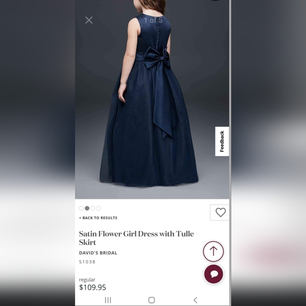 David's Bridal Marine Satin Flower Girl Dress
